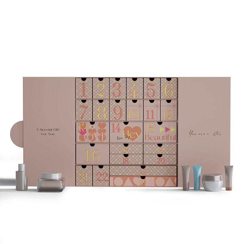 Luxury Custom Pink Beauty Advent Calendar Box with Drawers