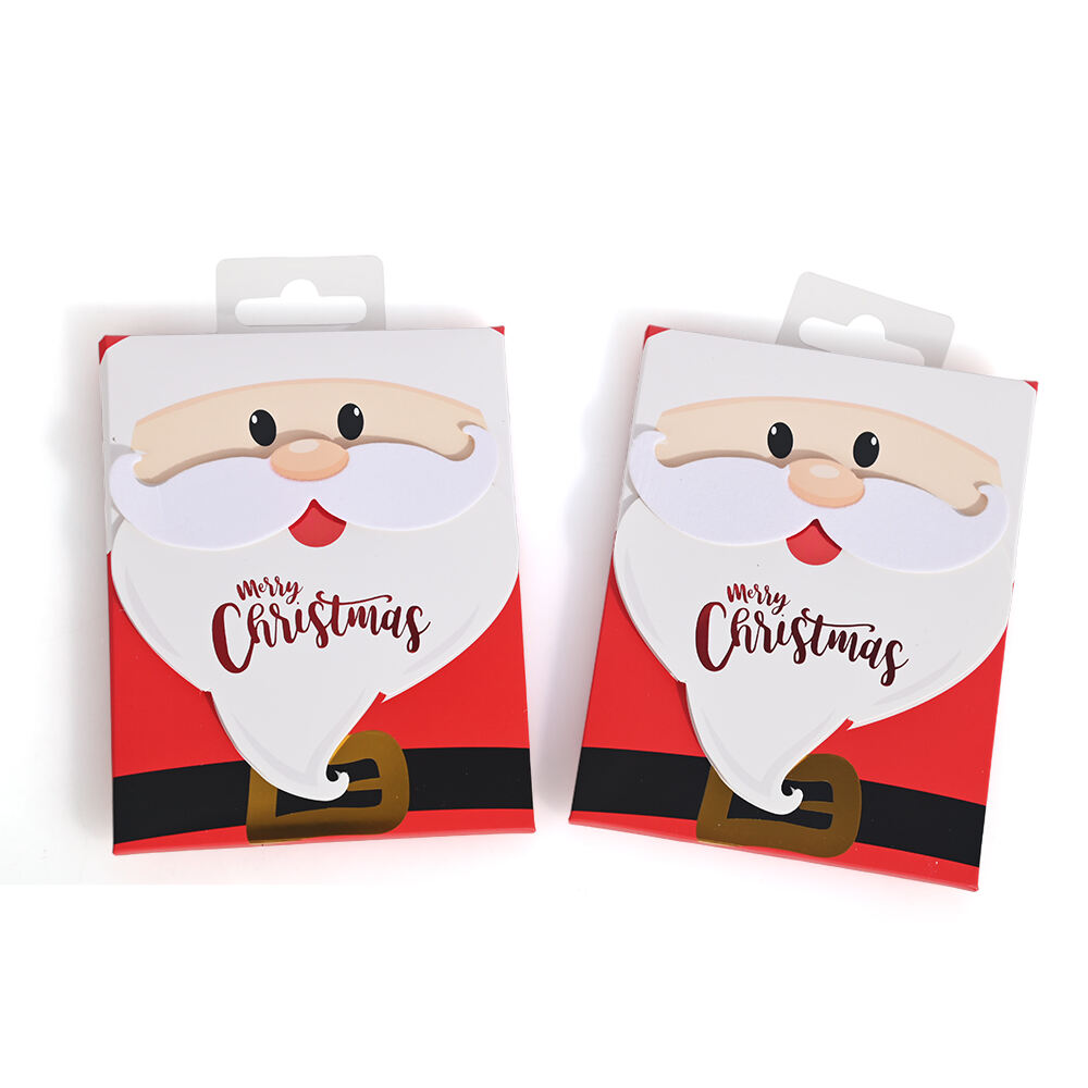 Deluxe Printed Custom Red Cartoon Santa Envelopes On Paper Card Holder