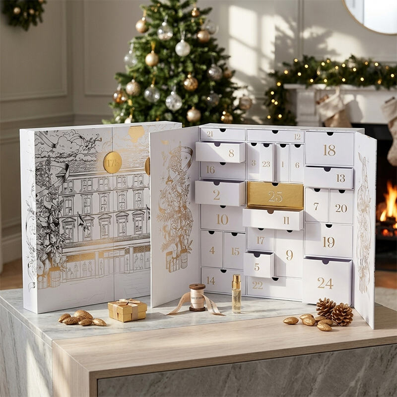 Hộp Lịch Đếm Ngược Dập Vàng Kiến Trúc Cao Cấp