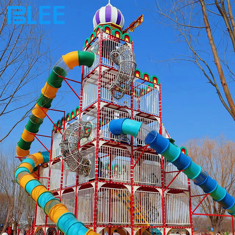 Outdoor Climbing Playground With Big Slides