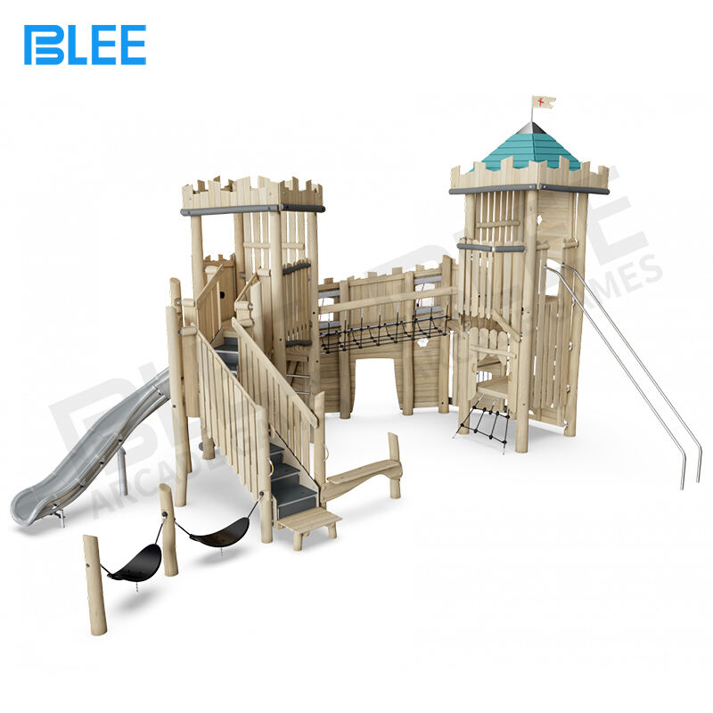 Wooden Children Playground With Slides