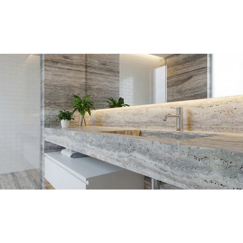 Natural Stone Luxury Elegant Sliver Travertine Slab for Vanity Kitchen ...