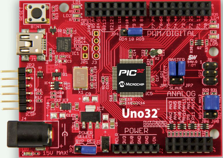 TDGL002, chipKIT Uno32 Development Board Reference Design using part PIC32MX320F128H-80I by Microchip Technology