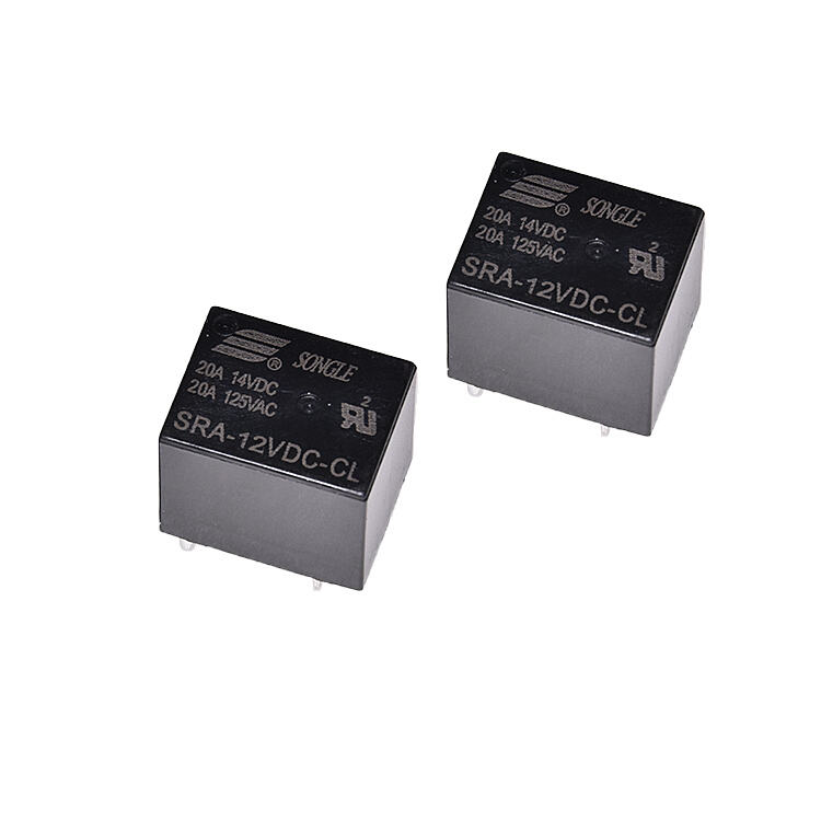 رله قدرت DC 12 ولت، 20 آمپ SRA-12VDC-CL نوع PCB 5 پین در انبار، رنگ سیاه، رله خودرو