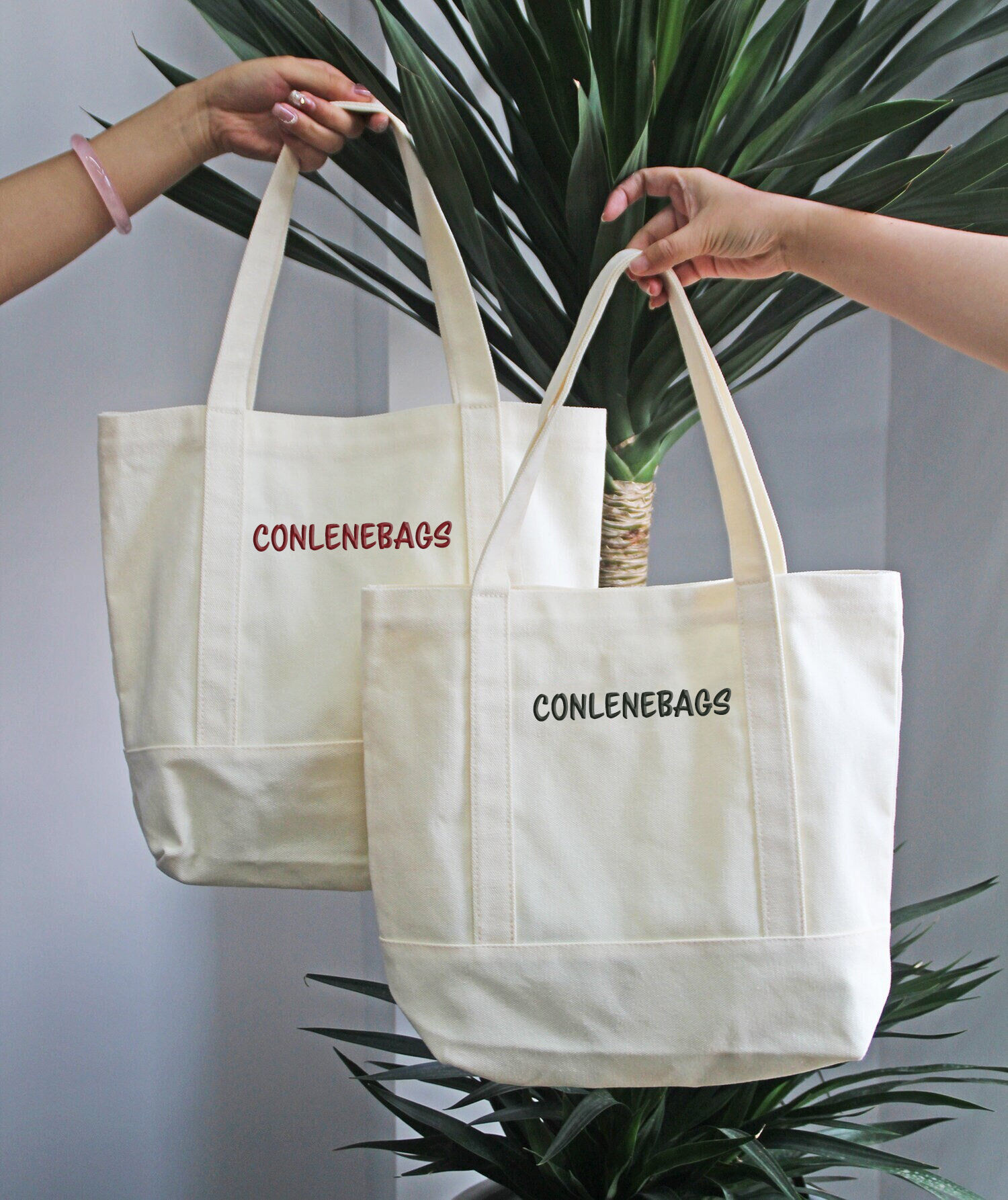 High Quality Custom Logo Cotton Tote Bag Hot Sale Eco-Friendly Canvas Shopping Bag with High Handle Nature Blank Customized