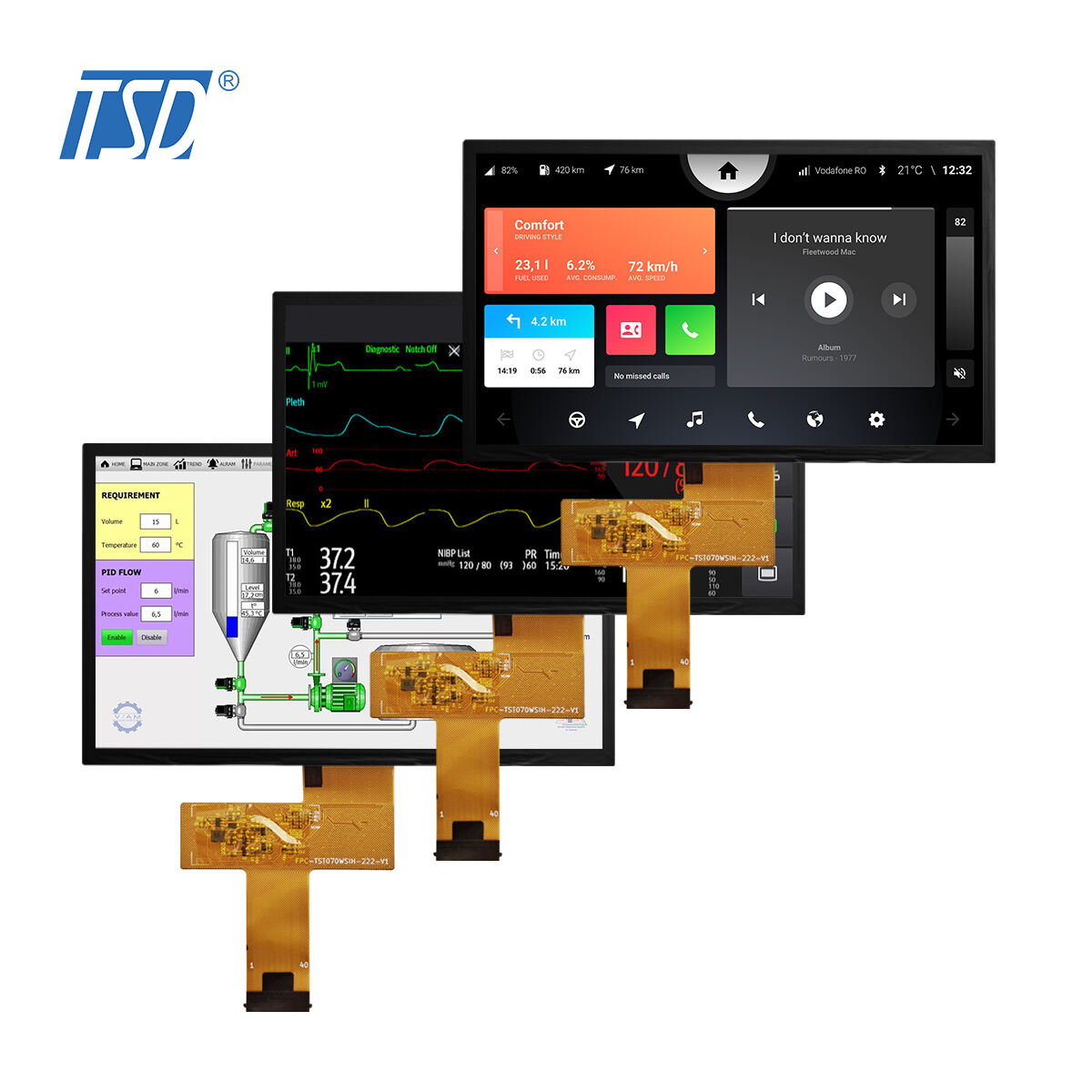 7 Inch 1024*600 IPS Screen 1000 Nits RGB Interface Two Wheel Vehicle Dashboard Motorcycle TFT LCD Display Modules