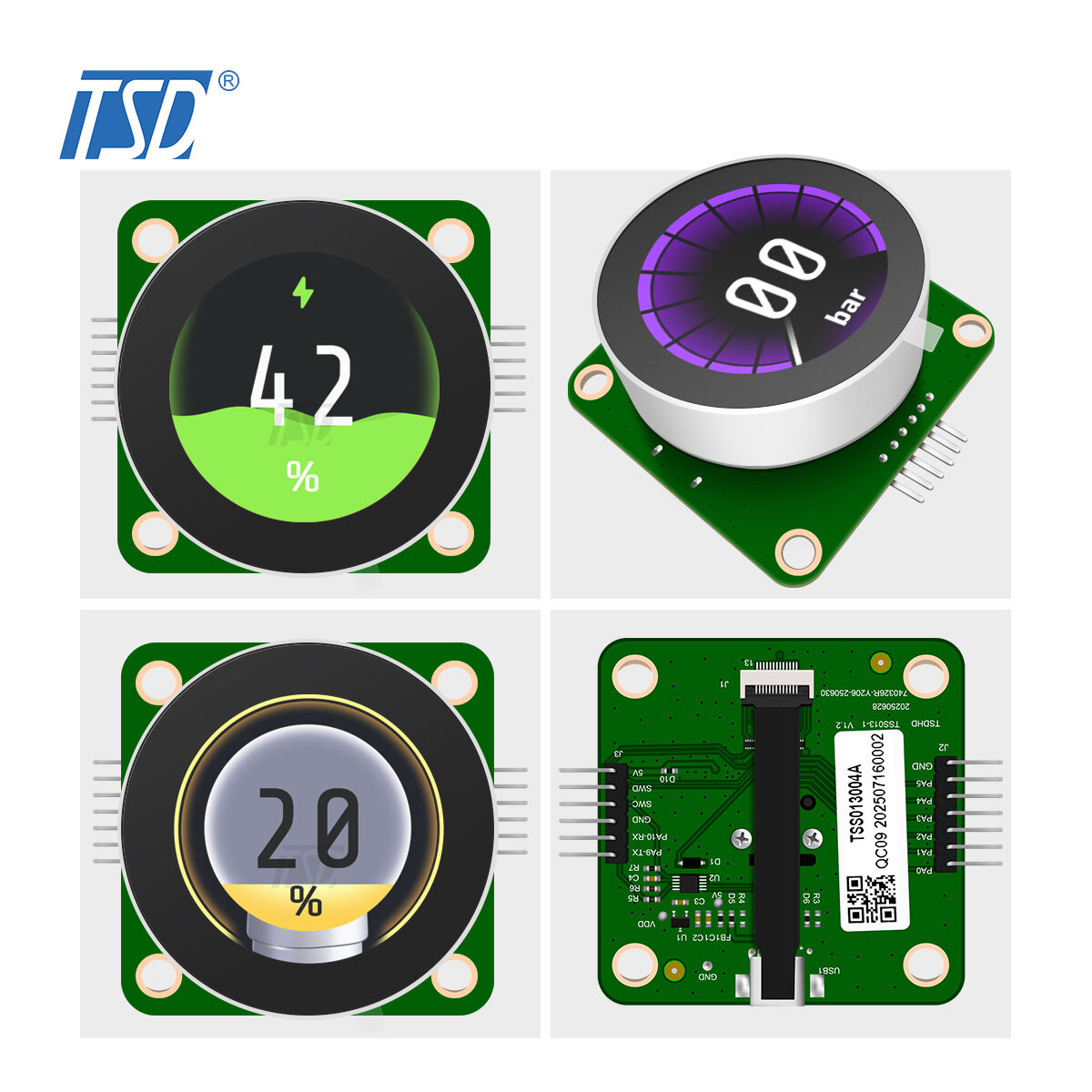 1.3 Inch 240*240 Small Round Tft STM32C091 Circular Knob Hmi UART Smart Switch Ips Lcd Display Modules for Smart Home Appliances