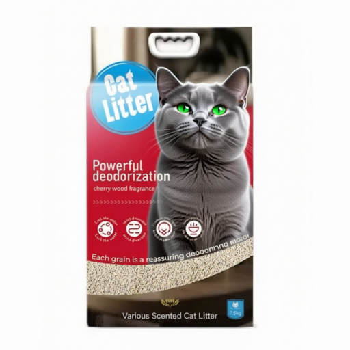 Custom Printed Biodegradable 5kg 10kg Flat Bottom Plastic Cat Litter Packaging Bag With Handle