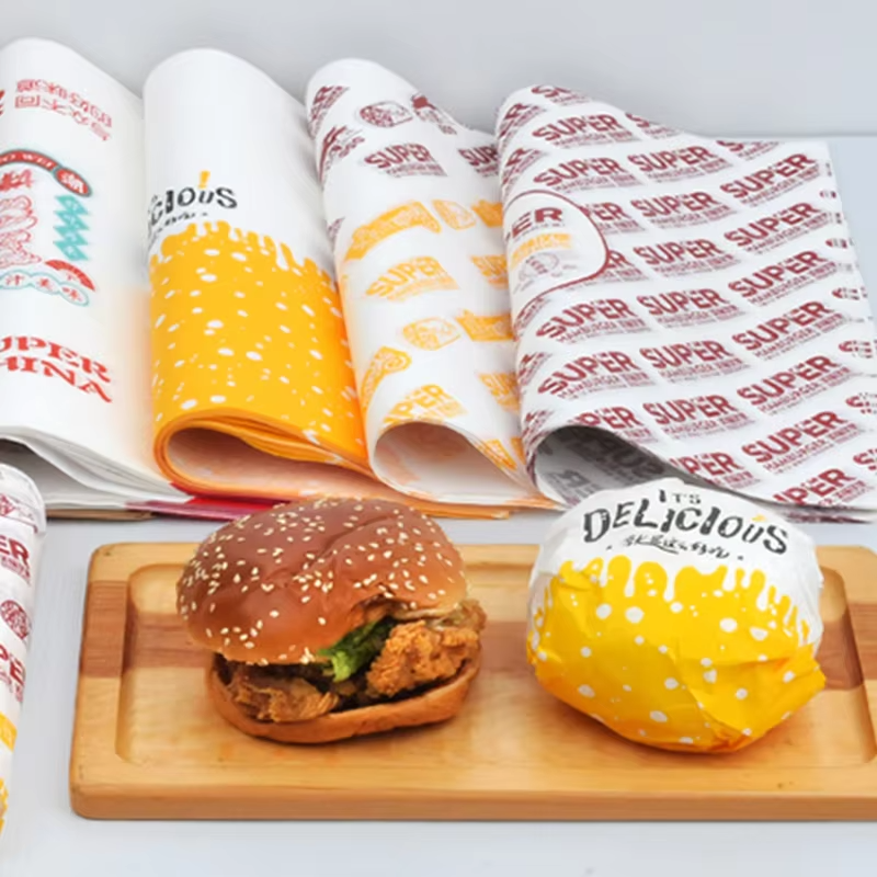 Custom Size and Pattern Food Safe Personalised Coating Hamburger Packing Paper