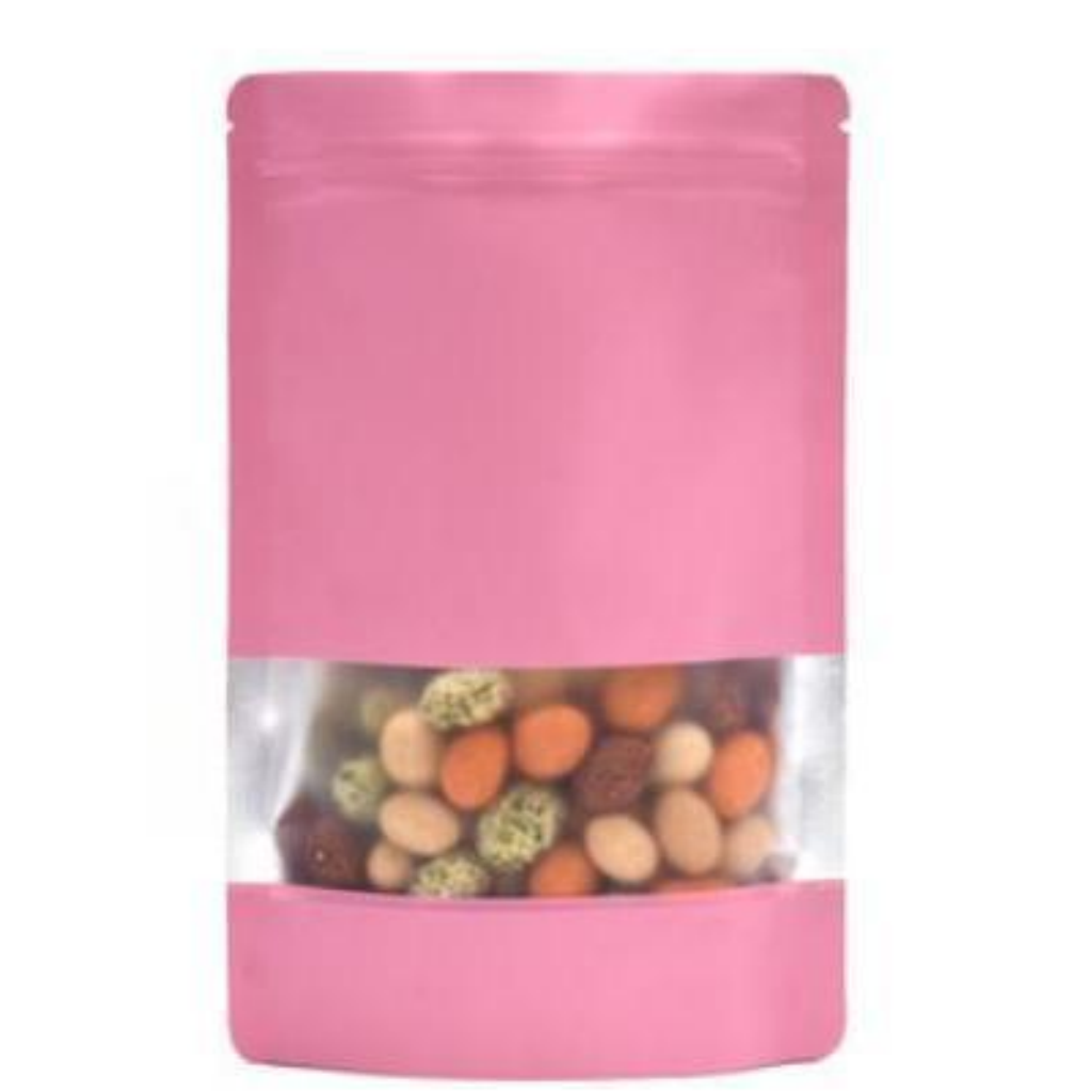 Colorful Aluminum Foil Stand up Pouch with Window for Food with Zipper Black White Red Green Blue Mylar Bag