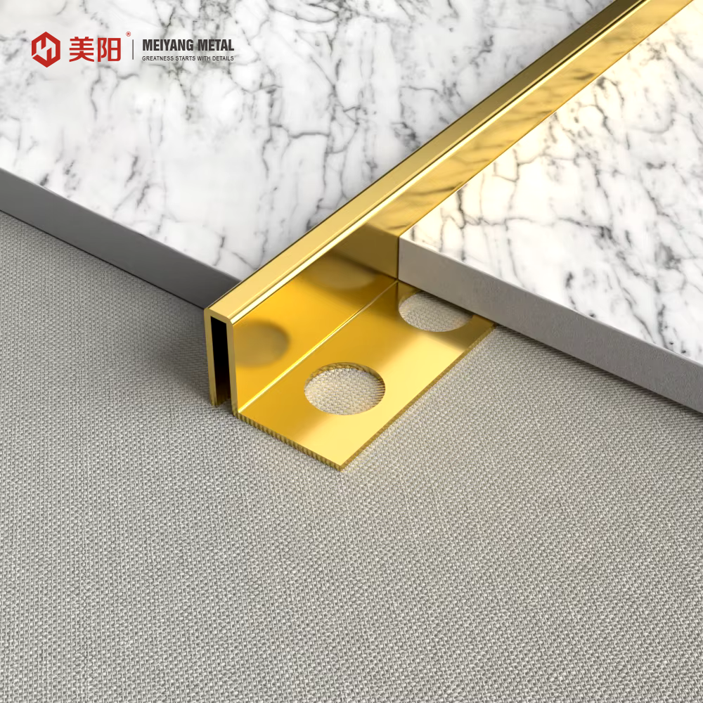 High Quality Flexible Golden Metal Tile Profile Wall Edge Gold Tile Trim Ss304 Stainless