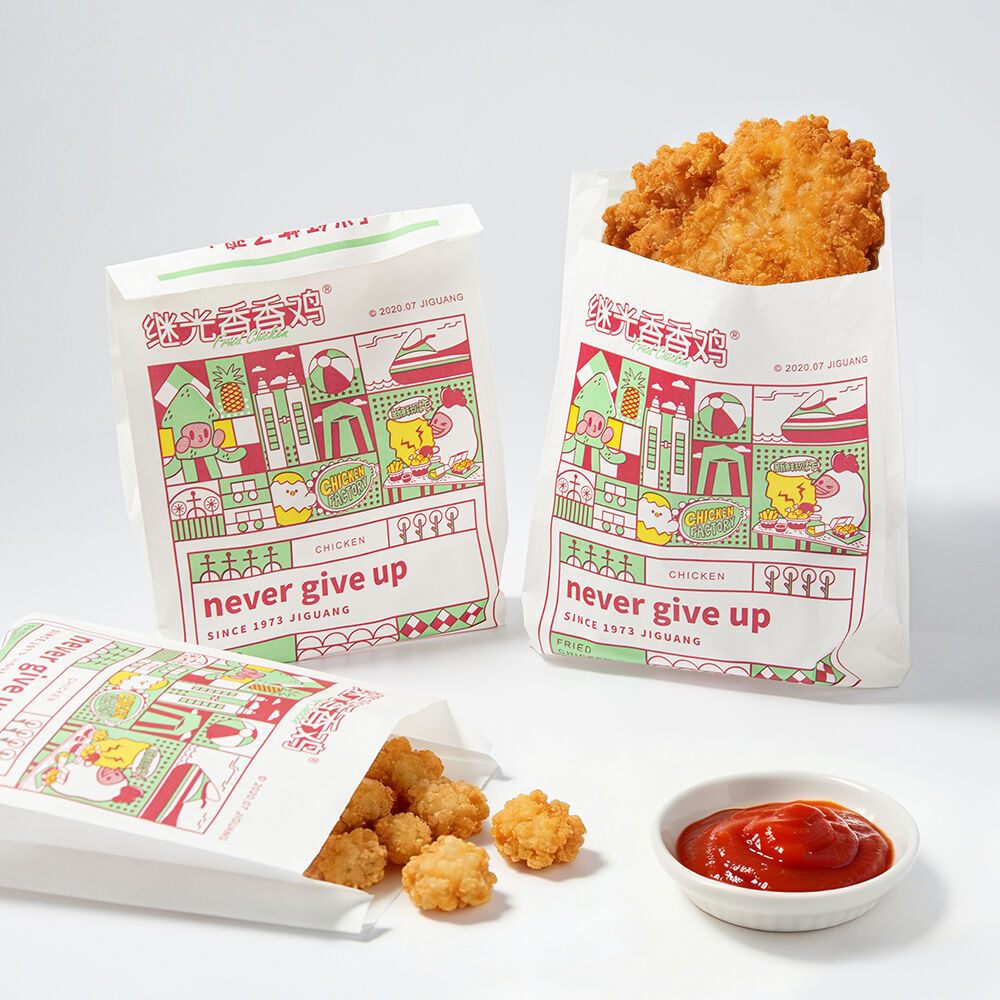 Food-Grade Fried Chicken Packaging Bag - Oil-Proof Sealable Disposable Snack Pouch