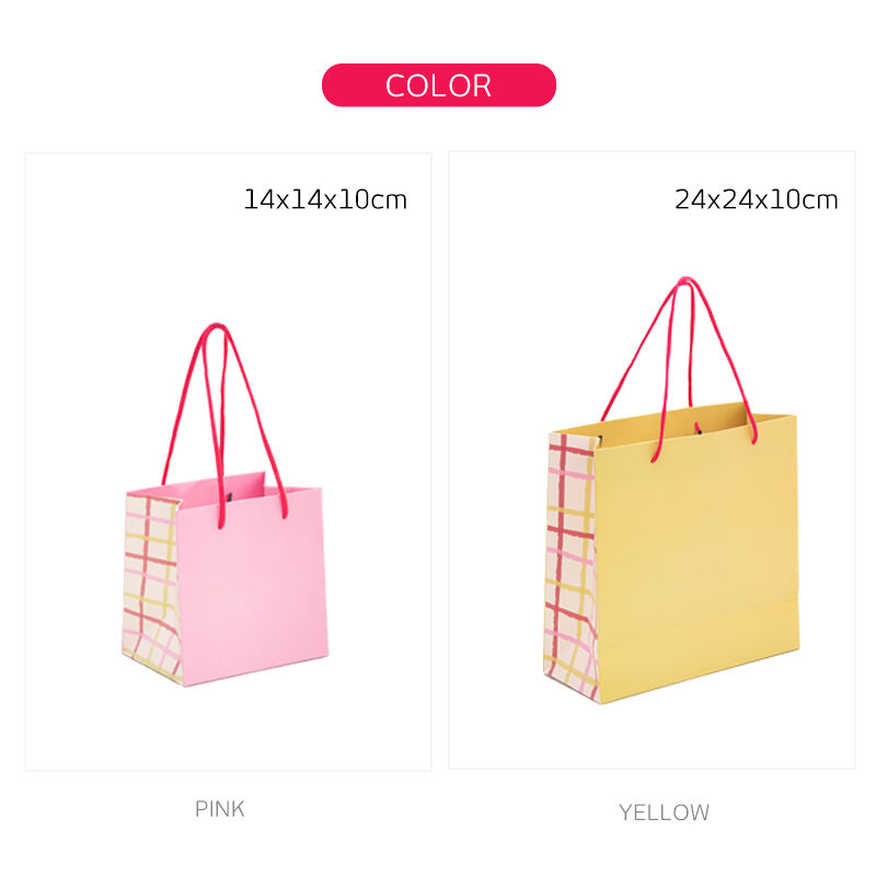 macaron color plaid drawstring handheld gift bag-3