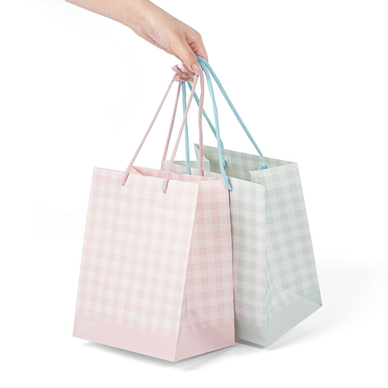Pastel Gingham Pattern Gift Paper Bag