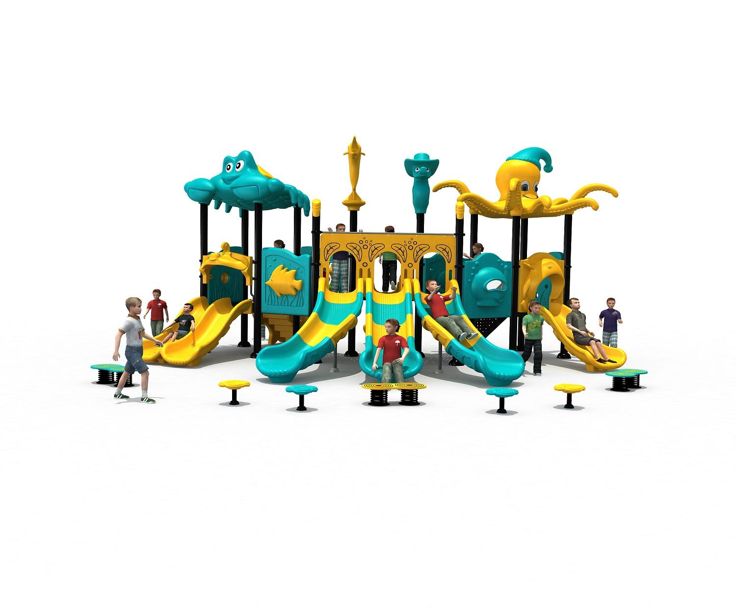 Outdoor Children's Playground Ocean Themed Combination Slide Set