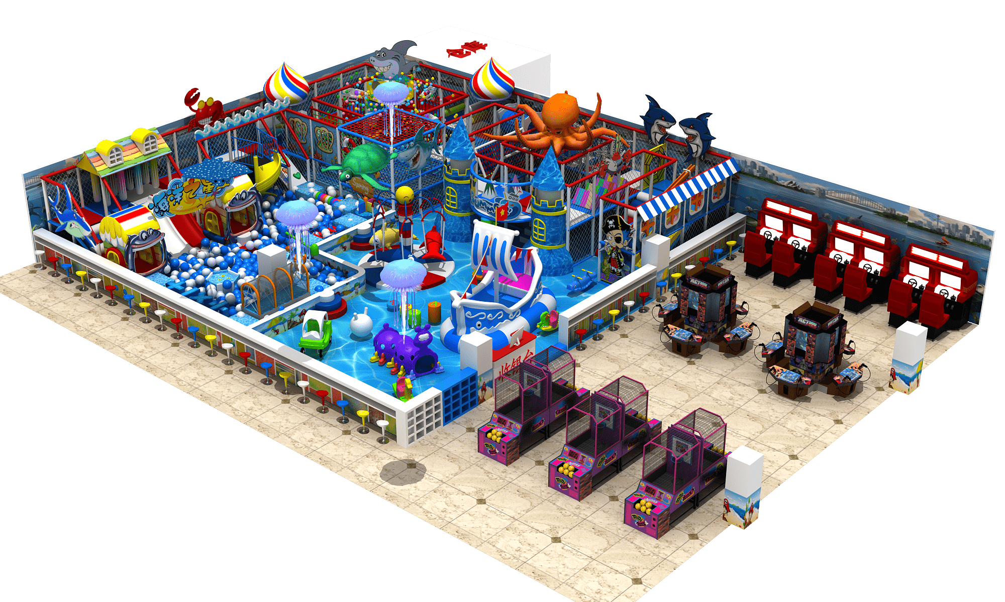 Commercial Grade Kids Indoor Playhouse Playground Modular Soft Play Park Full Facilities