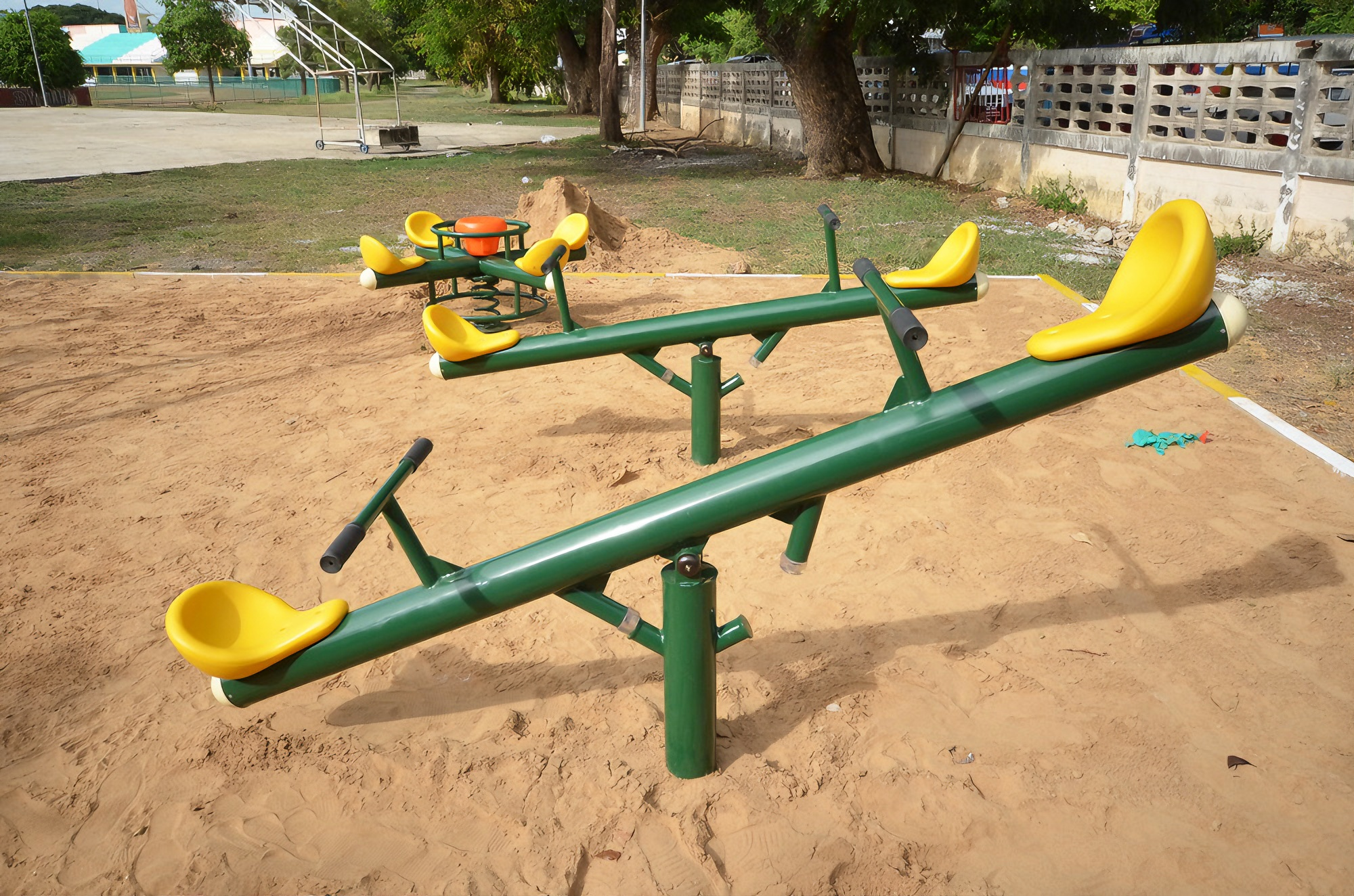 Commercial Outdoor Fitness Play Equipment Gym on the Seesaw Amusement details