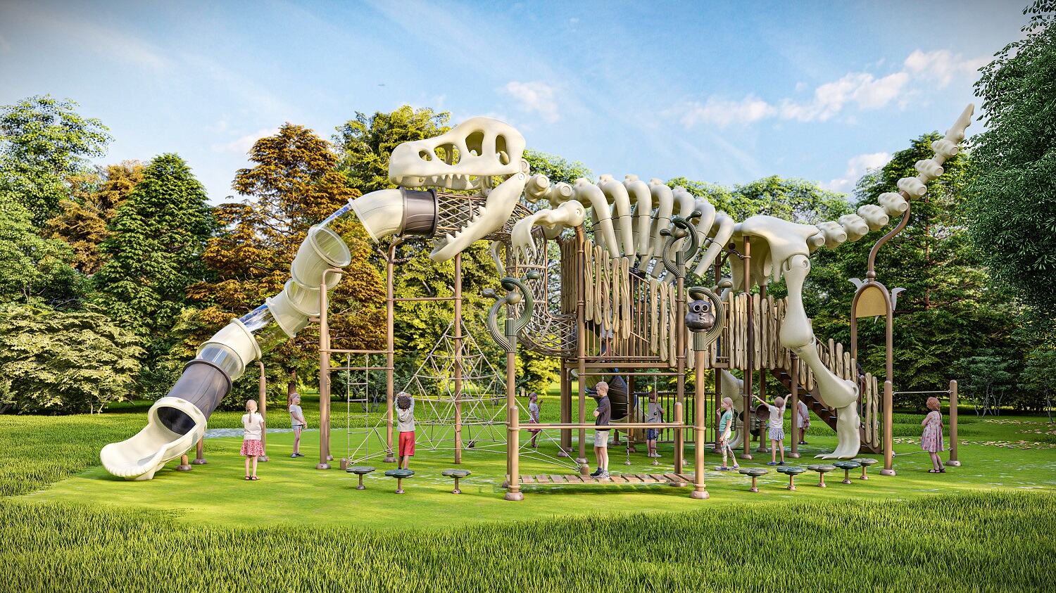 Outdoor Bone Dinosaur Plastic Climbing Slide Park
