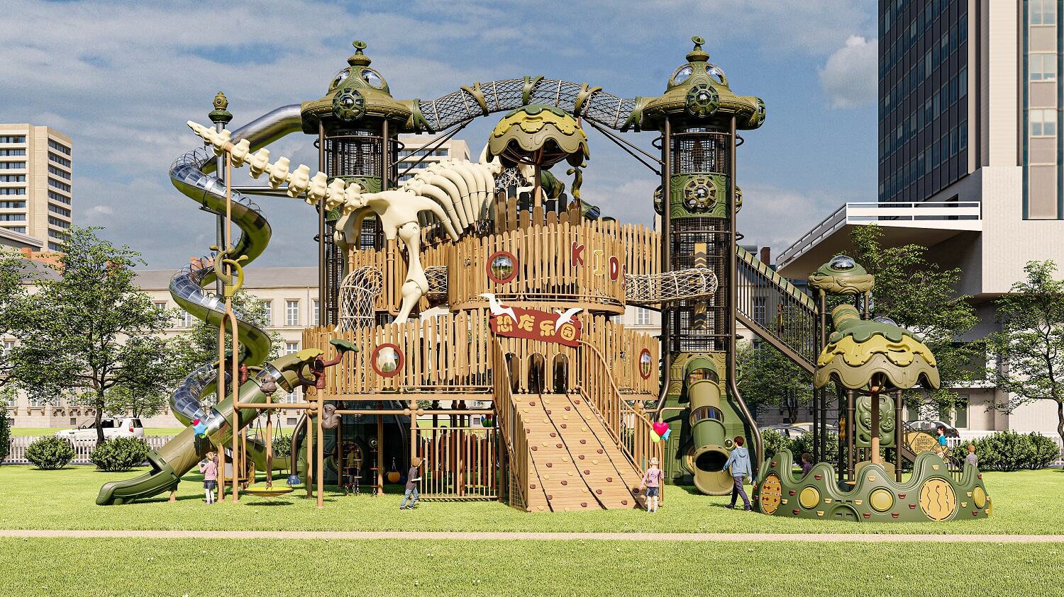 Bone Dinosaur Kids Outdoor Climbing Play Slide