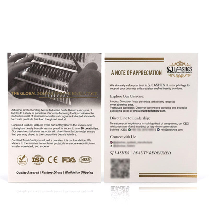 SJ LASHES Factory Wholesale Premium Custom Brand Introduction & Thank You Card | Personalized Business Insert with QR Code & Website URL Private Label OEM/ODM 