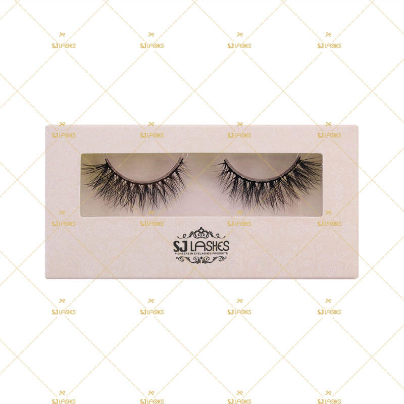 SJ LASHES Factory Wholesale Luxury Light Pink Eyelash Packaging Box | Elegant Long Window Retail Case OEM