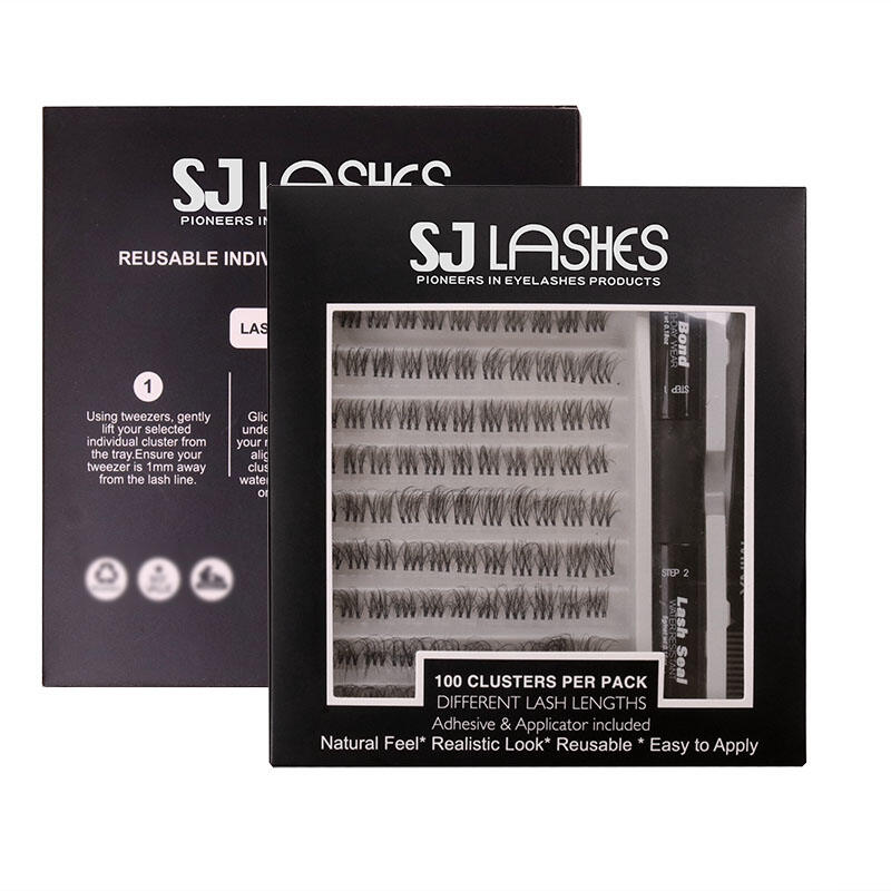 SJ LASHES Factory Wholesale DIY Cluster Lash Kit Packaging Box | Custom Lash Set Case with Adhesive, Seal & Tweezer Tool OEM