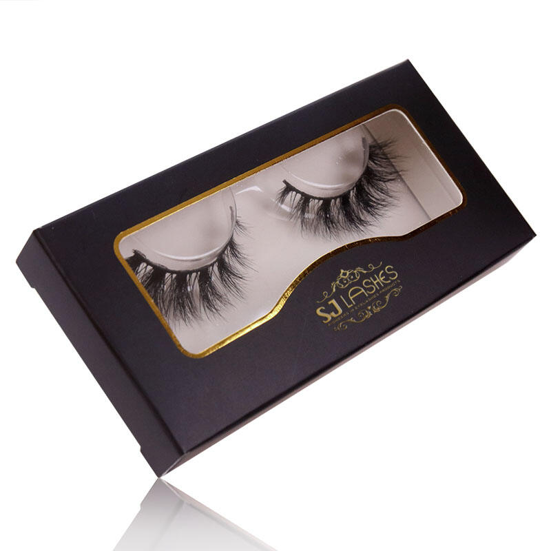 SJ LASHES Factory Wholesale Luxury Black Foil Gold Single-Pair Cluster Lash Packaging Box | Elegant Retail Case OEM