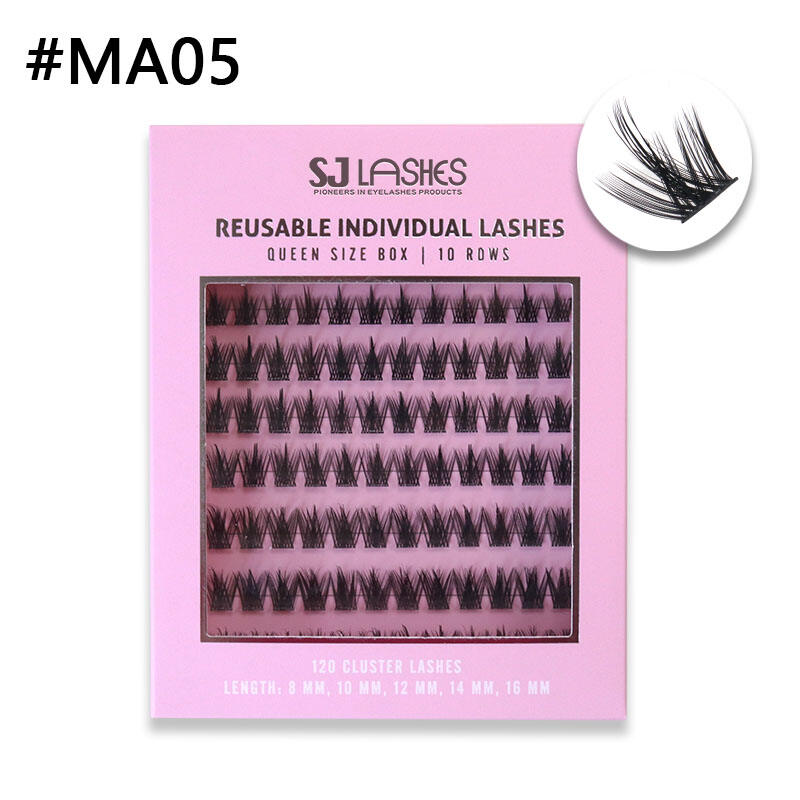 SJ LASHES DIY na Self-Adhesive na Cluster Lashes: 120 na Silky-Soft na Glue-Free na Clusters - Edisyon ng Pink Silver Foil