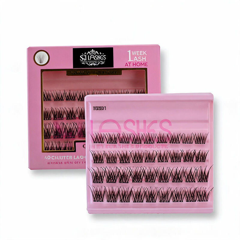 SJ LASHES Factory Wholesale Pink Gold Foil Segmented Eyelash Paper Box | Custom Logo Private Label DIY Cluster Lash Case with Window OEM/ODM