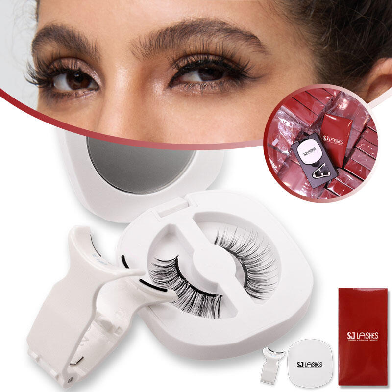 SJ LASHES Factory Wholesale Magnetic Eyelash Set Packaging | Custom Magnetic Lash Kit with Paper Box, Mirror & Applicator Tool OEM