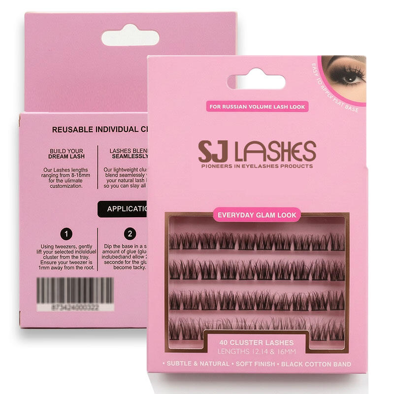 SJ LASHES Pink Foil Hang Tab Lash Box | Window Paper Packaging OEM/ODM