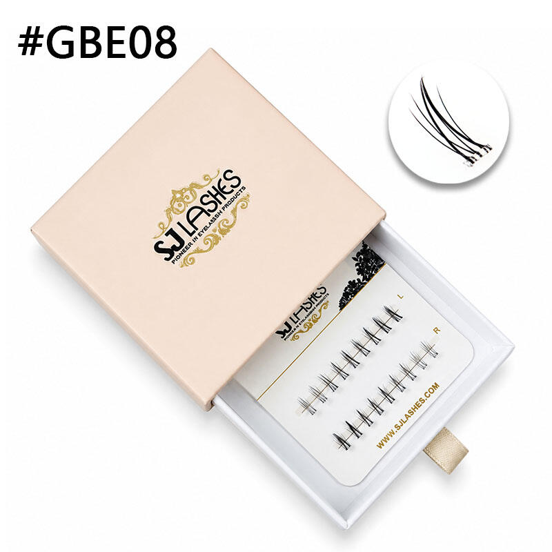 SJ LASHES DIY Glue-Free Bottom Lashes: 2-Row Natural Transparent Band Segments - Elegant Drawer Box Edition