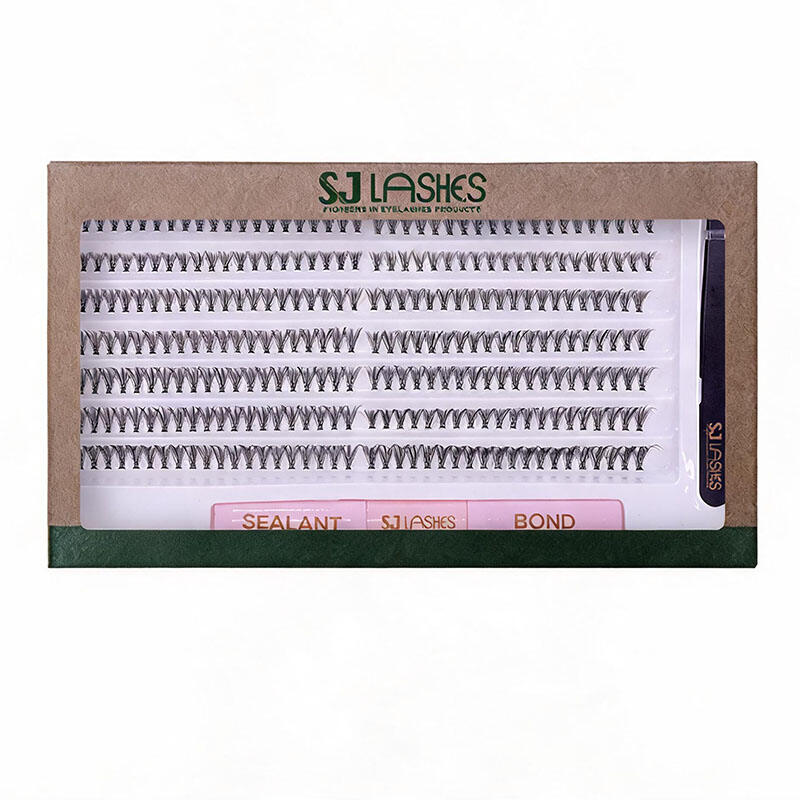 Wholesale Custom Segmented Eyelash Kit Packaging | Minimalist Kraft DIY Eyelash Full Set Box with Bond Seal and Tweezer OEM
