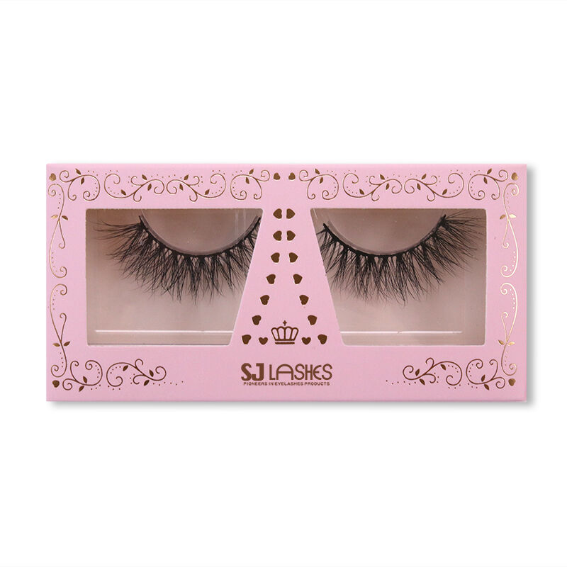 SJ LASHES Factory Wholesale Luxury Pink Rose Gold Foil Heart Dual-Window Eyelash Packaging Box | Sweet Single Pair Retail Case OEM