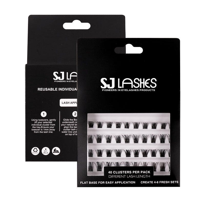 SJ LASHES Factory Wholesale Professional 40 Clusters Segmented Individual Lash Handle Box | Custom Printed Private Label DIY Lash Extension Kit Case with Window OEM/ODM 