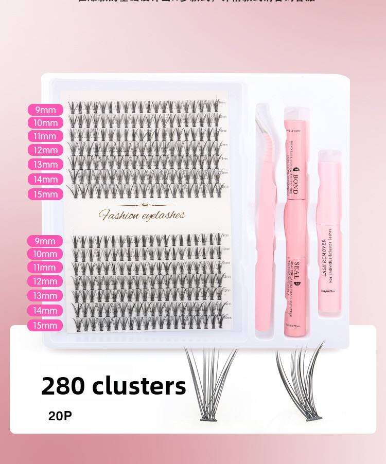 Private Label DIY Segment Lash Glue Remover Kit Handmade 0.07mm Natural Individual Cluster Eyelash Extensions CC Curl Eyelash