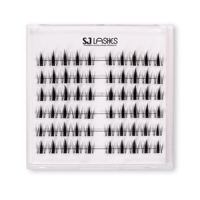 Wholesale na Pabrika ng SJ LASHES na Parisukat at Malinaw na Plastik na Kaso para sa Mga Cluster Lash | Pasadyang Iminprentang Segmented na Back Card na Pakete (OEM)