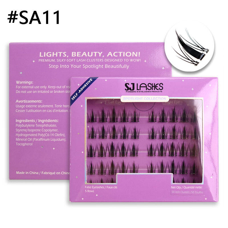 SJ LASHES DIY Mga Eyelash na Cluster na May Sariling Pandikit: 5-Hanay na Walang Pandikit na Segments – Edisyon na May Purple Silver Foil