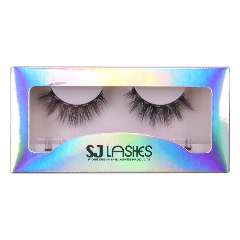 SJ LASHES Factory Wholesale Luxury Holographic Foil Single-Window Eyelash Packaging Box | Iridescent Retail Case OEM