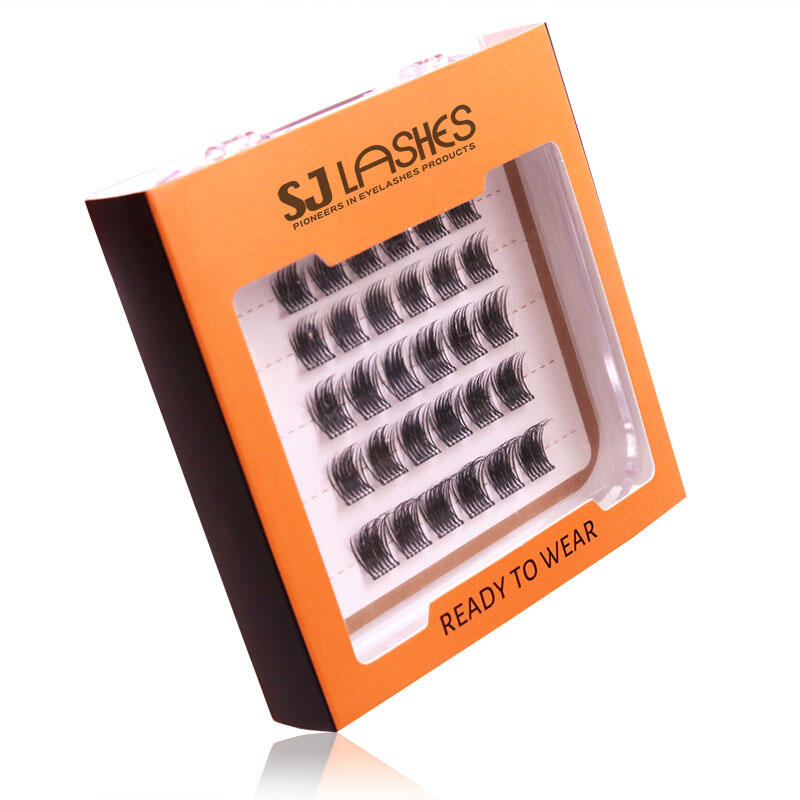 SJ LASHES Factory Wholesale Reusable Individual Cluster Eyelashes Clear Plastic Case + Custom Paper Sleeve Packaging | Window Display OEM/ODM