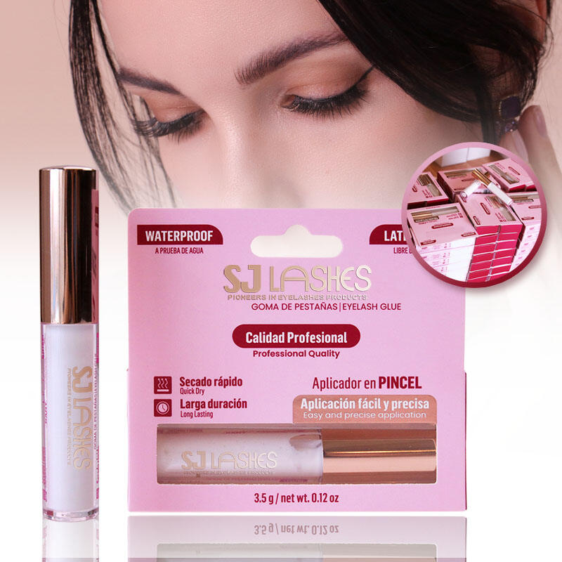 SJ LASHES Factory Wholesale Private Label 3.5G Eyelash Glue with Brush Applicator | Custom Logo Packaging & Handle Box OEM