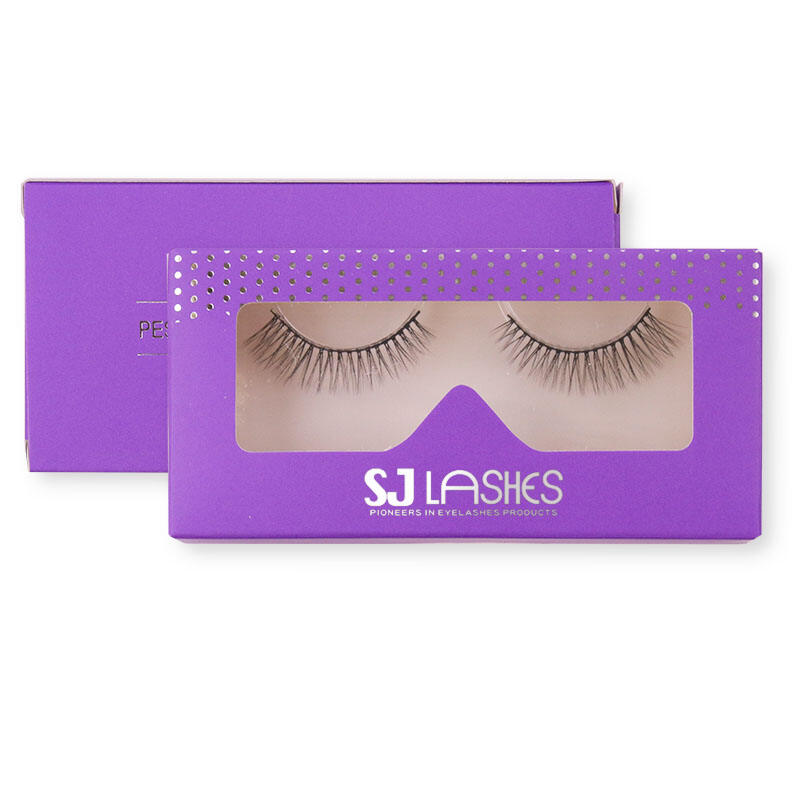 SJ LASHES Factory Wholesale Luxury Purple Gold Foil Polka Dot Single-Window Eyelash Packaging Box | Elegant Retail Case OEM