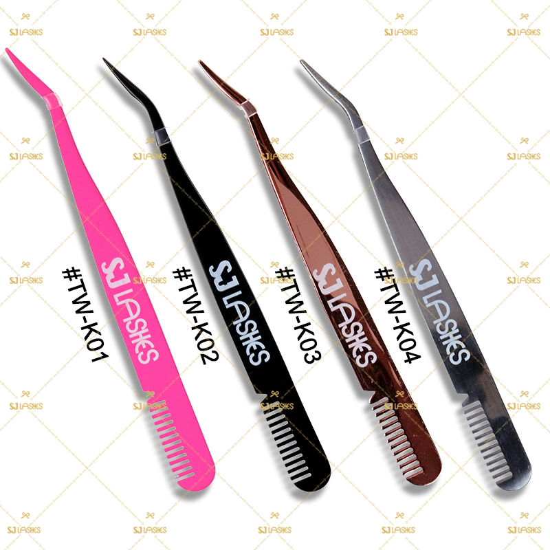 Wholesale Angled Eyelash Tweezer na may Comb (TW-K) | Precision Applicator