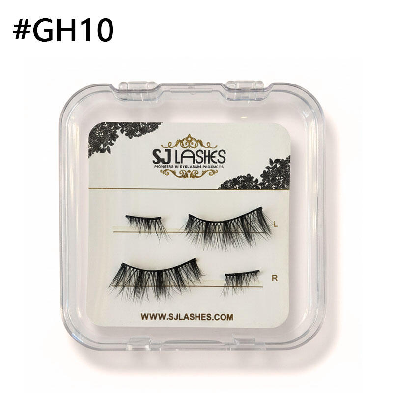 SJ LASHES Glue-Free Natural Lashes: 5-7mm Transparent Invisible Band Pair - Crystal Clear Case Edition