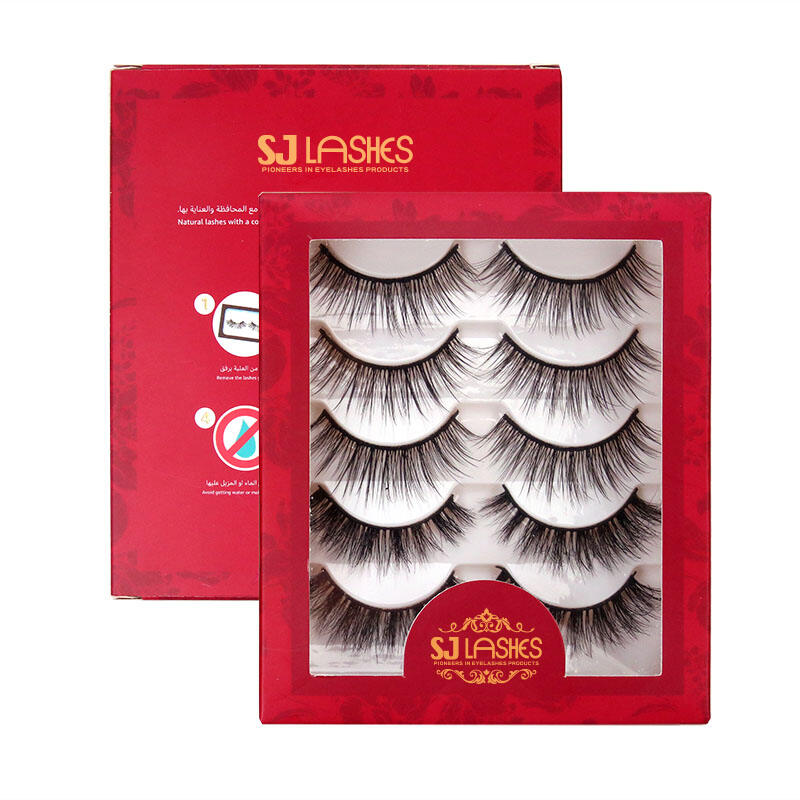 SJ LASHES Factory Wholesale Luxury Red Multi-Pair Eyelash Packaging Box | Large Window Elegant Retail Case OEM
