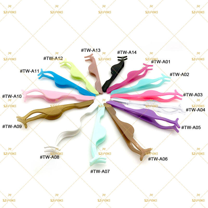 Factory Wholesale Classic Plastic Strip Lash Applicator (TW-A) | 14 Colors False Eyelash Tweezer Tool