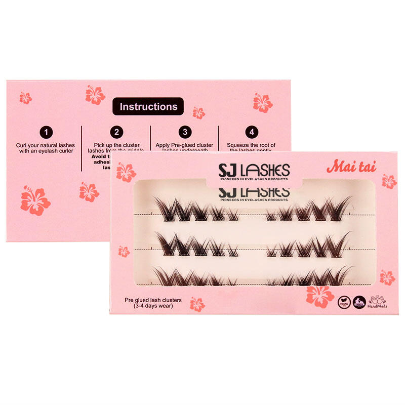 SJ LASHES Wholesale Pre-Glued na Cluster Lashes Packaging Box | Pink na Sleeve na Disenyo kasama ang Customizable na Kulay na Tray OEM