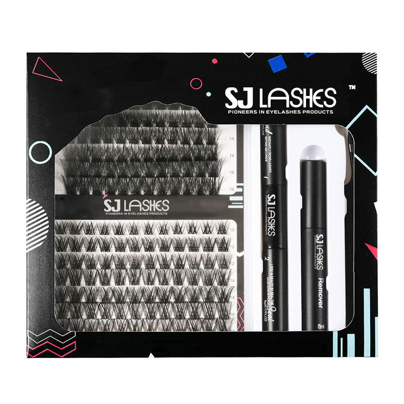 SJ LASHES Factory Wholesale Professional DIY Lash Extension Kit Box | Custom Logo Segmented Cluster Lash Set Packaging with Window OEM/ODM