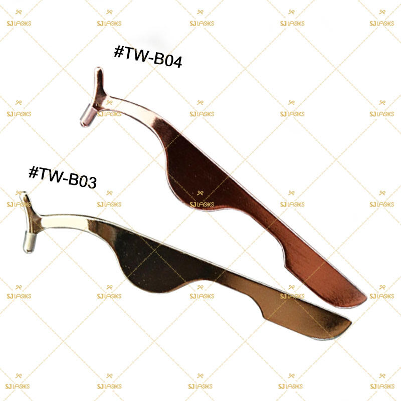 Pabrikang Benta nang Bungkos na Rose Gold/Gold na Metal Strip Lash Applicator (TW-B) | Luxury False Eyelash Tweezer