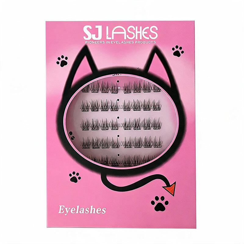 Wholesale ng Pabrika ng SJ LASHES: Malikhaing Paper Box para sa Mga Hinati na Eyelash na may Anyo ng Pusa | Custom Logo, Private Label, Case para sa Maraming Pair na Lash na may Window, OEM/ODM